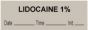 Anesthesia Tape with Date, Time & Initial (Removable) "Lidocaine 1%" 1/2" x 500" Gray - 333 Imprints - 500 Inches per Roll