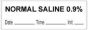 Anesthesia Tape with Date, Time & Initial (Removable) "Normal Saline 0.9%" 1/2" x 500" White - 333 Imprints - 500 Inches per Roll