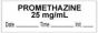 Anesthesia Tape with Date, Time & Initial (Removable) "Promethazine 25 mg/ml" 1/2" x 500" White - 333 Imprints - 500 Inches per Roll