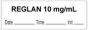 Anesthesia Tape with Date, Time & Initial (Removable) "Reglan 10 mg/ml" 1/2" x 500" White - 333 Imprints - 500 Inches per Roll