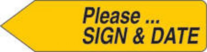 Spee-D-Point™ Flags & Tags "Please...Sign & Date" Yellow Removable 9/16" x 2-1/4", 150 per Pack