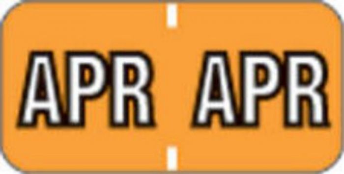 Barkley™ Compatible MBLM Color Code Label Month "Apr" 1 1/2" x 3/4" Orange Permanent - 500 per Roll