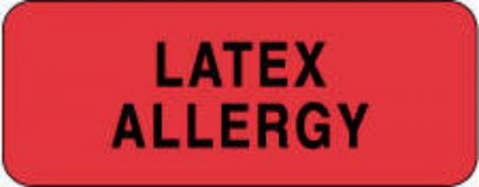 Label Paper Permanent Latex Allergy 2 1/4" x 7/8", Fl. Red, 1000 per Roll