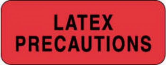 Label Paper Permanent Latex Precautions, 2 1/4" x 7/8", Fl. Red, 1000 per Roll