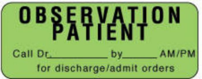 Label Paper Permanent Observation Patient 2 1/4" x 7/8", Fl. Green, 1000 per Roll