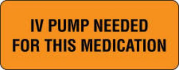 Communication Label (Paper, Permanent) IV Pump Needed 2 1/4" x 7/8" Fluorescent Orange - 1000 per Roll