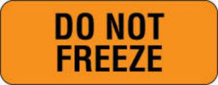 Communication Label (Paper, Permanent) Do Not Freeze 2 1/4" x 7/8" Fluorescent Orange - 1000 per Roll