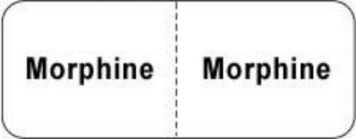 IV Label Paper Permanent Morphine Morphine  2 1/4"x7/8" White 1000 per Roll