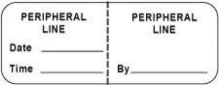 IV Label Wraparound Paper Permanent Peripheral Line  2"x3/4" White 1000 per Roll