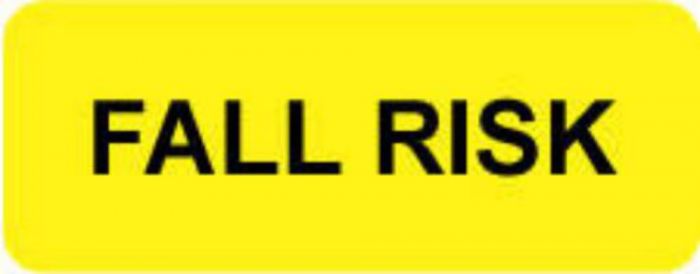 Label Paper Removable Fall Risk 2 1/4" x 7/8", Yellow, 1000 per Roll