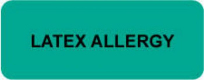 Label Paper Removable Latex Allergy 2 1/4" x 7/8", Green, 1000 per Roll