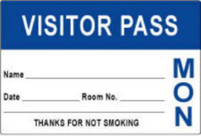 Visitor Pass Label Paper Removable "Visitor Pass Name" 3" x 2" Dark Blue, 1000 per Roll