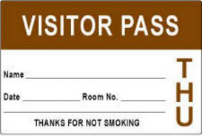 Visitor Pass Label Paper Permanent "Visitor Pass Name" 3" x 2" Brown, 1000 per Roll