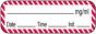 Anesthesia Label with Date, Time & Initial (Paper, Permanent) mg/ml 1 1/2" x 1/2" White with Fluorescent Red - 1000 per Roll