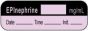 Anesthesia Label with Date, Time & Initial | Tall-Man Lettering (Paper, Permanent) Epinephrine mg/ml 1 1/2" x 1/2" Violet and Black - 1000 per Roll