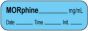 Anesthesia Label with Date, Time & Initial | Tall-Man Lettering (Paper, Permanent) Morphine mg/ml 1 1/2" x 1/2" Blue - 1000 per Roll