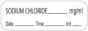 Anesthesia Label with Date, Time & Initial (Paper, Permanent) Sodium Chloride 1 1/2" x 1/2" White - 1000 per Roll