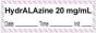 Anesthesia Tape with Date, Time & Initial | Tall-Man Lettering (Removable) "Hydralazine 20 mg/ml" 1/2" x 500" White with Violet - 333 Imprints - 500 Inches per Roll