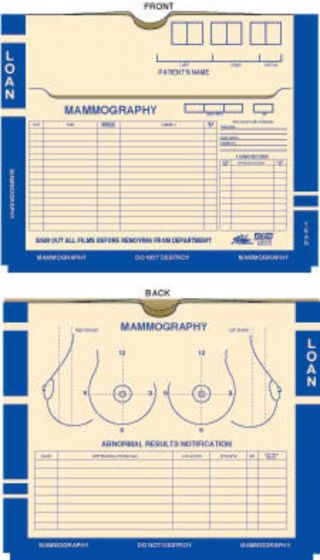 Master Jacket, with Pocket 11pt Manila Blue Border Mammography 14" x 11", 200 per Case