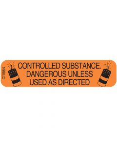 Communication Label (Paper, Permanent) Controlled Sub 1 9/16" x 3/8" Orange - 500 per Roll, 2 Rolls per Box