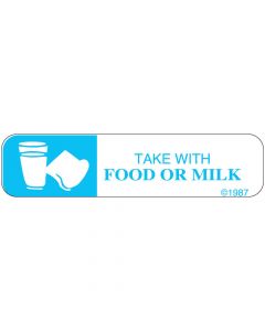 Communication Label (Paper, Permanent) Take with Food Or 1 9/16" x 3/8" White - 500 per Roll, 2 Rolls per Box