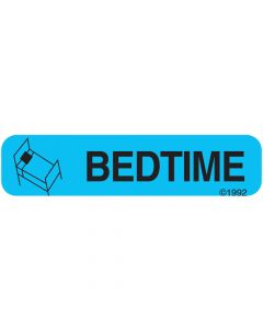 Communication Label (Paper, Permanent) Bedtime 1 9/16" x 3/8" Blue - 500 per Roll, 2 Rolls per Box