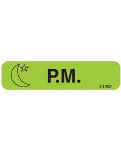 Communication Label (Paper, Permanent) P.M 1 9/16" x 3/8" Green - 500 per Roll, 2 Rolls per Box