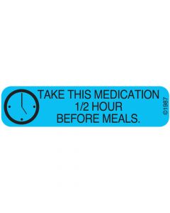 Communication Label (Paper, Permanent) Take Medication 1 9/16" x 3/8" Blue - 500 per Roll, 2 Rolls per Box