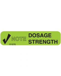 Communication Label (Paper, Permanent) Note Dose Strength 1 9/16" x 3/8" Green - 500 per Roll, 2 Rolls per Box