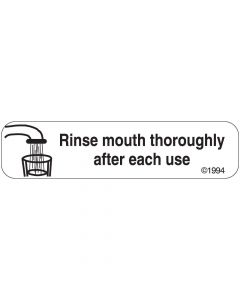 Communication Label (Paper, Permanent) Rinse Mouth, 1 9/16" x 3/8" White - 500 per Roll, 2 Rolls per Box