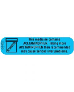 Communication Label (Paper, Permanent) Medication Contains 1 9/16" x 3/8" Blue - 500 per Roll, 2 Rolls per Box