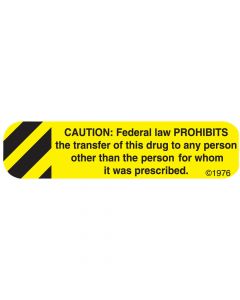 Communication Label (Paper, Permanent) Caution Federal 1 9/16" x 3/8" Yellow - 500 per Roll, 2 Rolls per Box