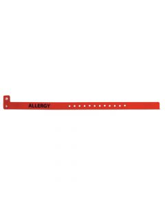 ClearImage® Alert Wristband Vinyl "Allergy" Pre-printed, State Standardization 1/2x11/4 Adult/Pediatric Candy Apple Red - 500 per Box