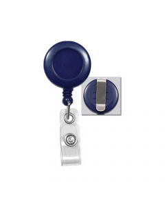 Badge Reel with Clear Vinyl Strap & Belt Clip - Royal Blue