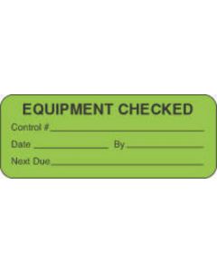 Label Paper Removable Equipment Checked 2 1/4" x 7/8", Fl. Green, 1000 per Roll