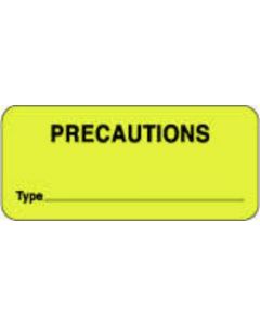 Label Paper Permanent Precautions Type 2 1/4" x 7/8", Fl. Yellow, 1000 per Roll