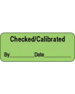 Label Paper Removable Checked/Calibrated By 2 1/4" x 7/8", Fl. Green, 1000 per Roll