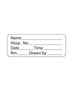 Lab Communication Label (Paper, Permanent) Name ___ Hosp. No.  2 1/4"x7/8" White - 1000 per Roll