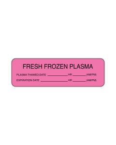 Lab Communication Label (Paper, Permanent) Fresh Frozen Plasma  2 7/8"x7/8" Fluorescent Pink - 1000 per Roll