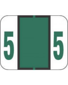 TAB® Compatible 1282 Color Code Label Numeric "5" 1-1/4" x 1" Dark Green Permanent, 500 per Roll