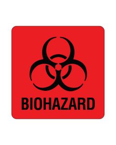 Hazard Label (Paper, Permanent) Biohazard 3"x3 Fluorescent Red - 500 Labels per Roll