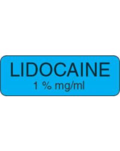 Anesthesia Label (Paper, Permanent) Lidocaine 1 % mg/ml 1 1/2" x 1/2" Blue - 1000 per Roll