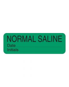 Label Paper Permanent Normal Saline 1 1/2" x 1/2", Green, 1000 per Roll