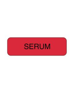 Lab Communication Label (Paper, Permanent) Serum 1 1/4"x3/8" Fluorescent Red - 1000 per Roll