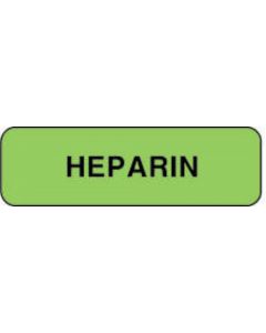 Anesthesia Label (Paper, Permanent) Heparin 1 1/4" x 3/8" Fluorescent Green - 1000 per Roll