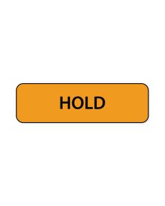 Lab Communication Label (Paper, Permanent) Hold  1 1/4"x3/8" Fluorescent Orange - 1000 per Roll