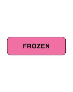 Lab Communication Label (Paper, Permanent) Frozen  1 1/4"x3/8" Fluorescent Pink - 1000 per Roll