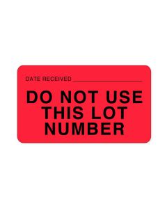 Lab Communication Label (Paper, Permanent) Date Received  3"x1 3/4" Fluorescent Red - 500 per Roll