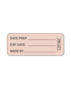 Lab Communication Label (Paper, Permanent) Date Prep. ___  2 1/4"x7/8" Tan - 1000 per Roll