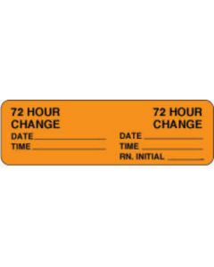 IV Label Wraparound Paper Permanent 72 Hour72 Hour  2 7/8"x7/8" Fl. Orange 1000 per Roll